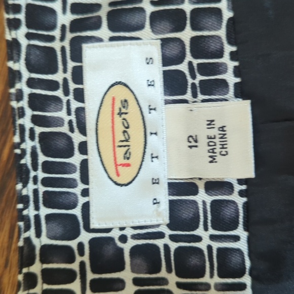 Vtg 90s Talbots Black/ White Blazer Silk Wool Blend Classic Structured Sz 12 - Picture 6 of 10